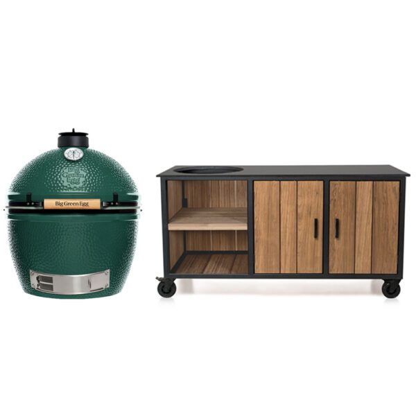 Big Green Egg XL + Fraaii Tafel Staal Fraké Inferno