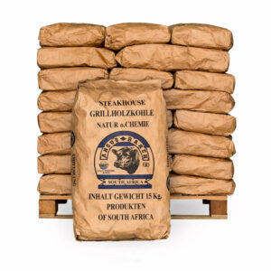 Pallet Black Ranch houtskool Acacia (Zuid-Afrika) 15 kg - 24 zakken